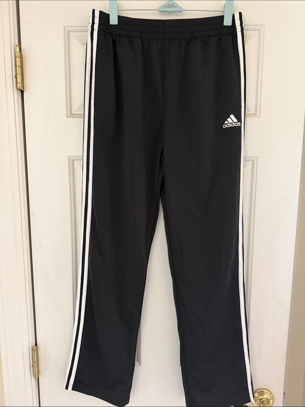 adidas Black Joggers with White Side Stripes - Kids